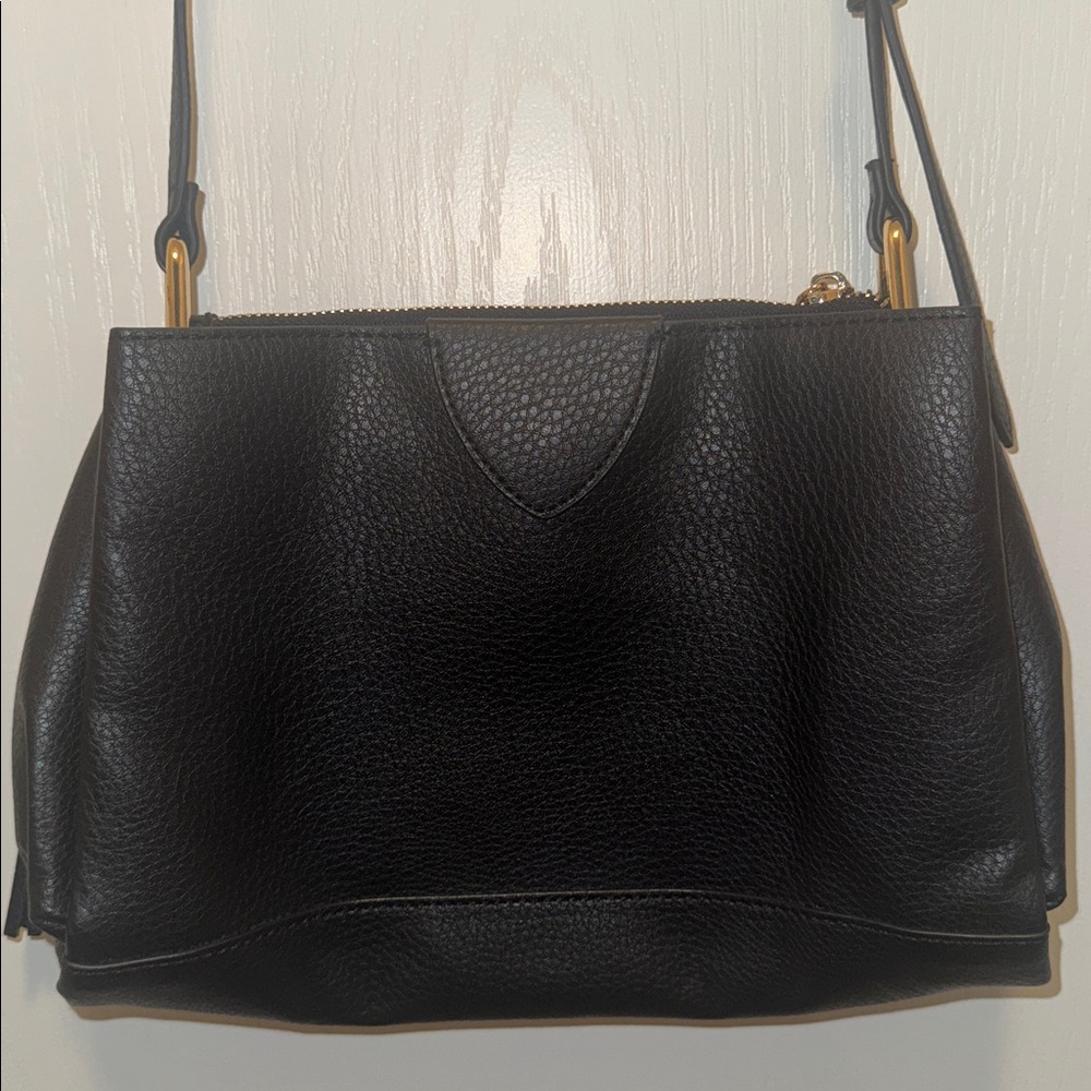 Anne Klein Black Pebble Maya Triple Compartment Crossbody Bag - Picture 3 of 11